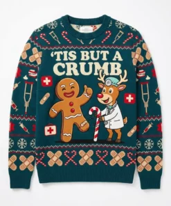 gingerbread limb amputation candy cane prosthetic ugly christmas sweater 1