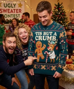 gingerbread limb amputation candy cane prosthetic ugly christmas sweater 3