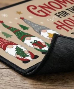 gnome for the holidays 3 gnomes personalized christmas doormat mockup 3