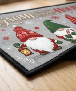 gnome for the holidays 4 gnomes personalized christmas doormat mockup 3