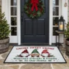 Gnome Sweet Gnome Merry Christmas Nordic Plaid Holiday Doormat - Front View Main Mockup