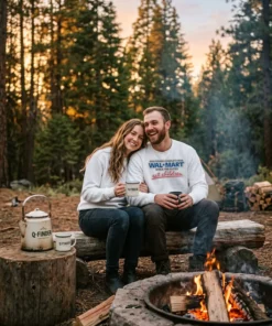 god forbid i shoplift from the department stor white sweatshirt campfire couple