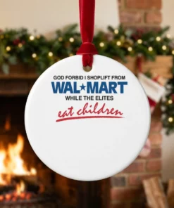God Forbid I Shoplift From The Department Store While The Elites Eat Children Shirt - Close-up Graphic Detail Mockup