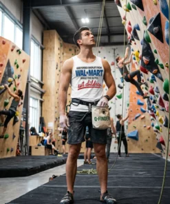 god forbid i shoplift from walmart while the elites eat children white tanktop bouldering