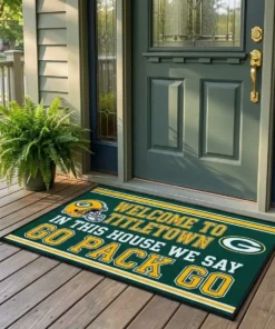 green bay packers welcome to titletown go pack go doormat mockup 2