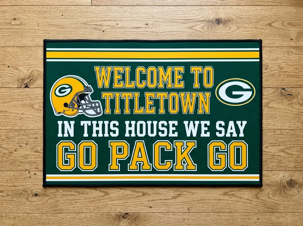 green bay packers welcome to titletown go pack go doormat green bay packers welcome to titletown go pack go doormat