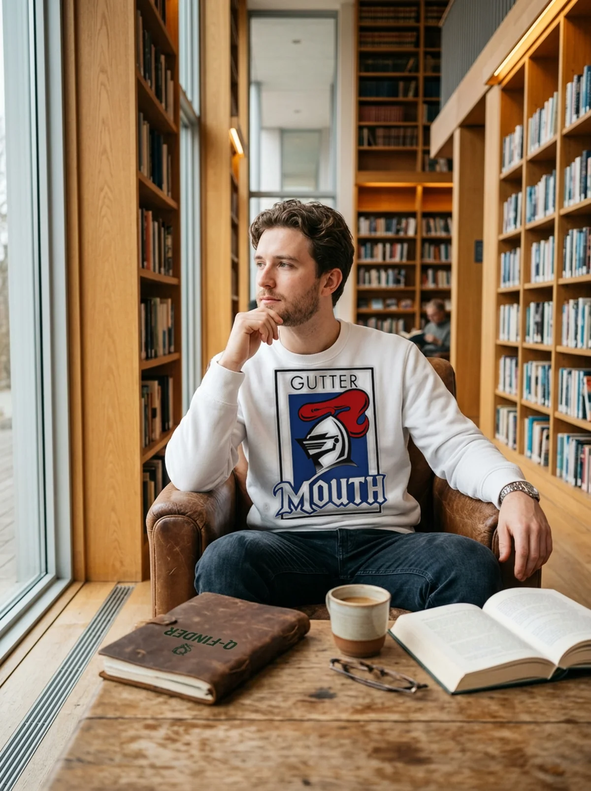 guttermouth x newcastle knights logo white sweatshirt book lounge guttermouth x newcastle knights logo white sweatshirt book lounge