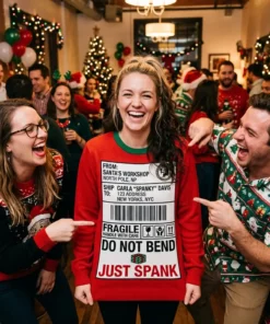 handle with care just spank kinky gift adult gag christmas sweater