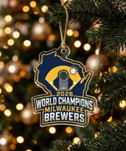 Historic First Title Franchise Era 2026 World Champions Milwaukee Brewers Custom Acrylic Ornament - Front View Main Mockup