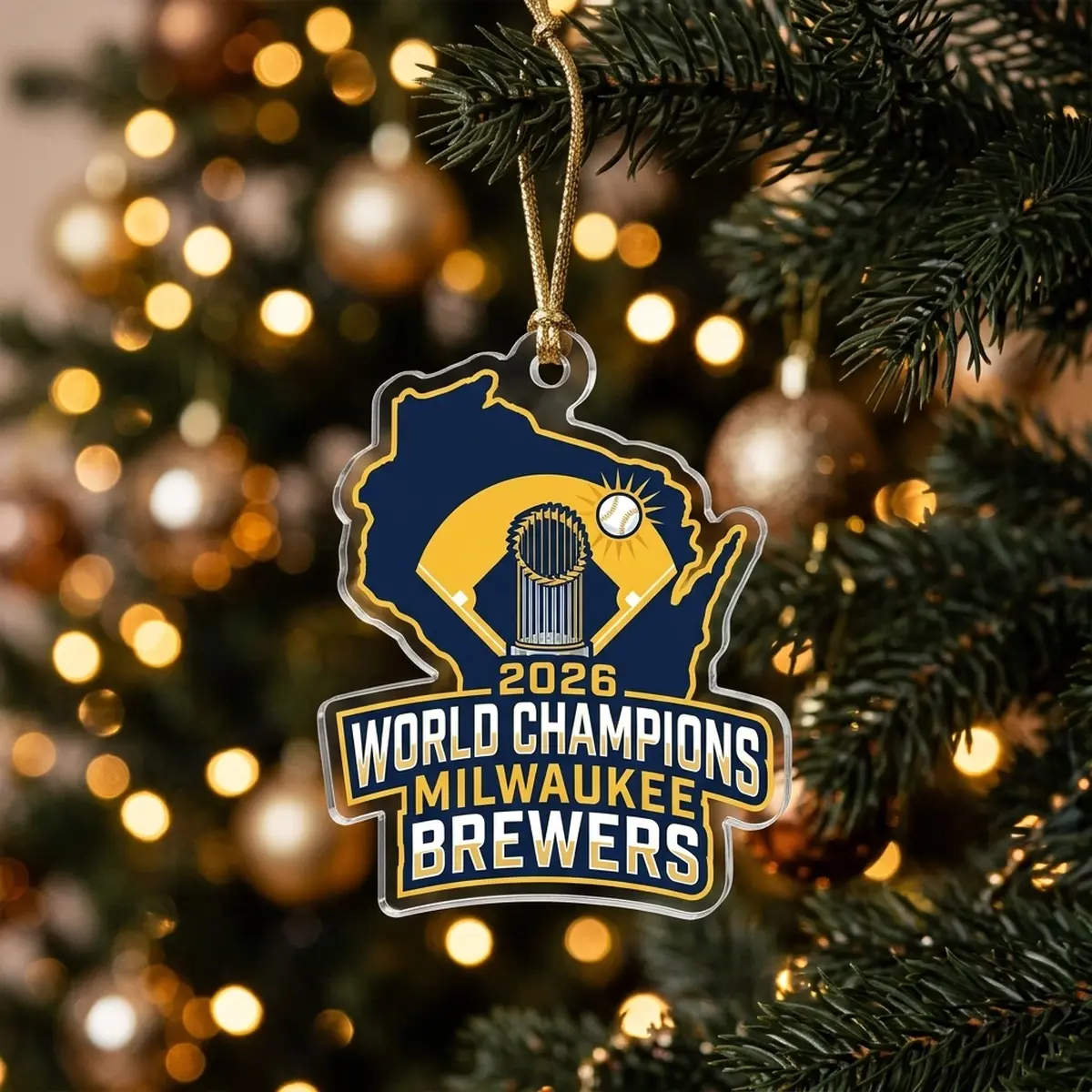 historic first title franchise era 2026 world champions milwaukee brewers custom acrylic ornament 1 Historic First Title Franchise Era 2026 World Champions Milwaukee Brewers Custom Acrylic Ornament - Front View Main Mockup