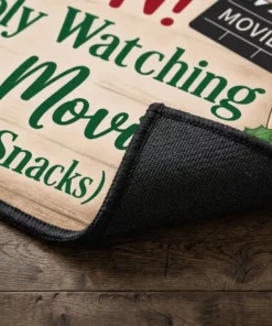 Hold On Were Watching Christmas Movies Cozy Farmhouse Holiday Doormat - Lifestyle Model Mockup