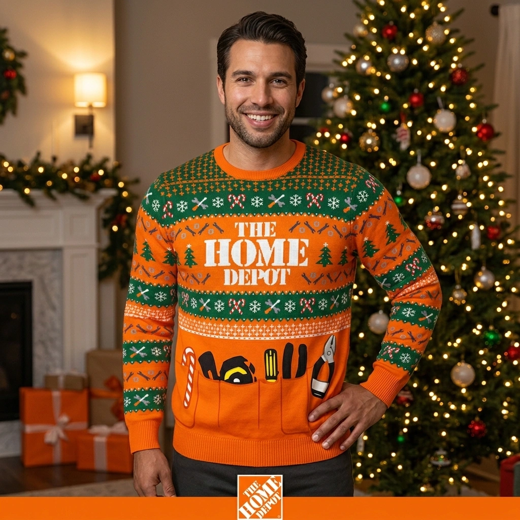 Home Depot Holiday Tool Belt Ugly Christmas Sweater - Design Preview