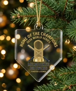 Home Plate Commissioner Trophy Forever Legends 2026 Brewers Custom Acrylic Ornament - Front View Main Mockup