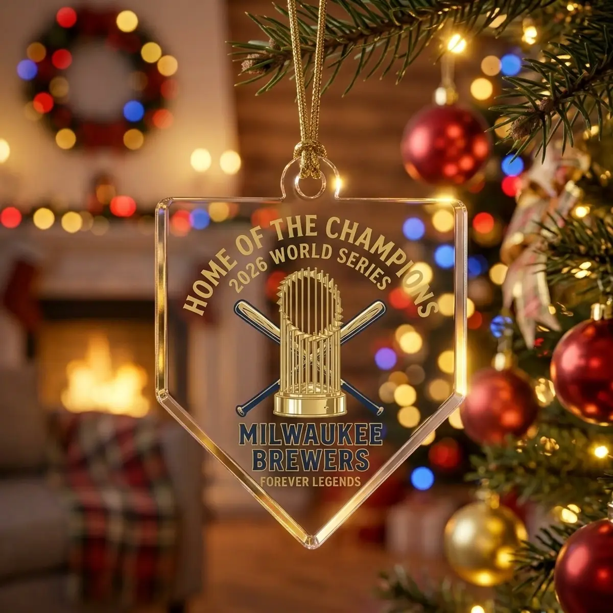 Home Plate Commissioner Trophy Forever Legends 2026 Brewers Custom Acrylic Ornament - Design Preview