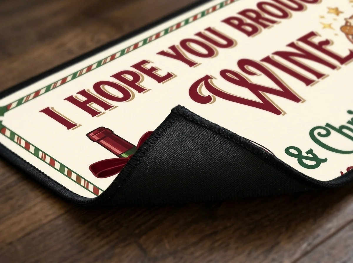 Hope You Brought Wine And Christmas Cookies Funny Entryway Holiday Doormat - Design Preview