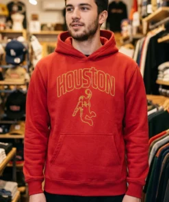 Houston Rockets Dunkstronaut Alt Logo Wordmark Arch Shirt - Lifestyle Model Mockup
