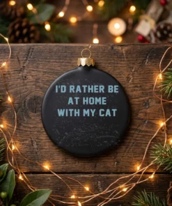 ID Rather Be Home With My Cat Heather Navy T-Shirt - Lifestyle Model Mockup