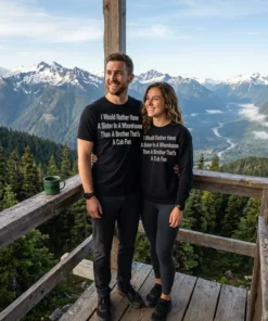 i would rather have a sister in a whorehouse than a brother black tshirt overlook couple