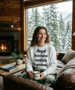 Illegal Business Controls Supreme Shirt - Close-up Graphic Detail Mockup