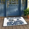 in this house we praise jesus and shout how bout them cowboys helmet doormat mockup 2