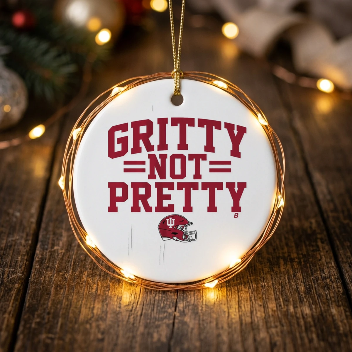 indiana football gritty not pretty ornament Indiana Football Gritty Not Pretty Shirt - Lifestyle Model Mockup