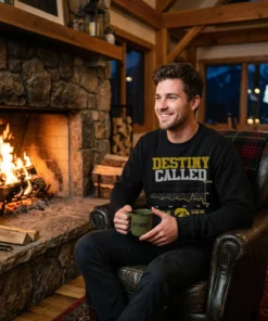 iowa football destiny called black sweatshirt stone fireplace