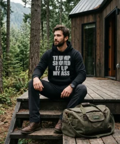 jack smith trump shoved it up my ass black hoodie cabin steps