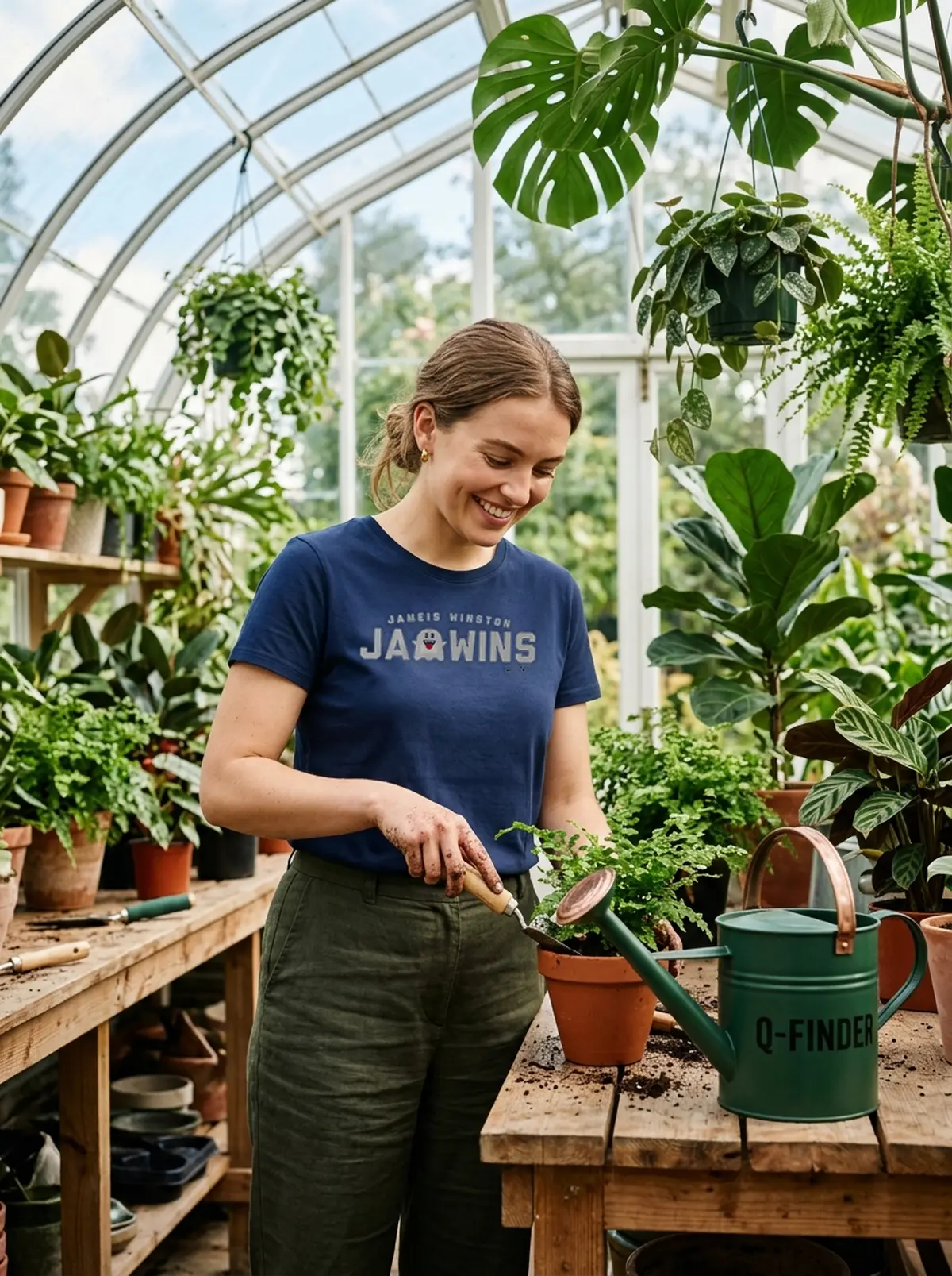 jameis winston ja boo wins blue tshirt greenhouse plants Jameis Winston Ja-BOO Wins Shirt - Front View Main Mockup