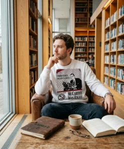 joseph mccarthy communism is treason to america white sweatshirt book lounge