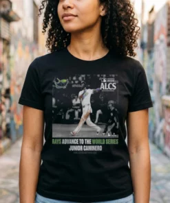 Junior Caminero Tampa Bay Rays 2026 American League Championship Series Game Frame T-Shirt - Front View Main Mockup