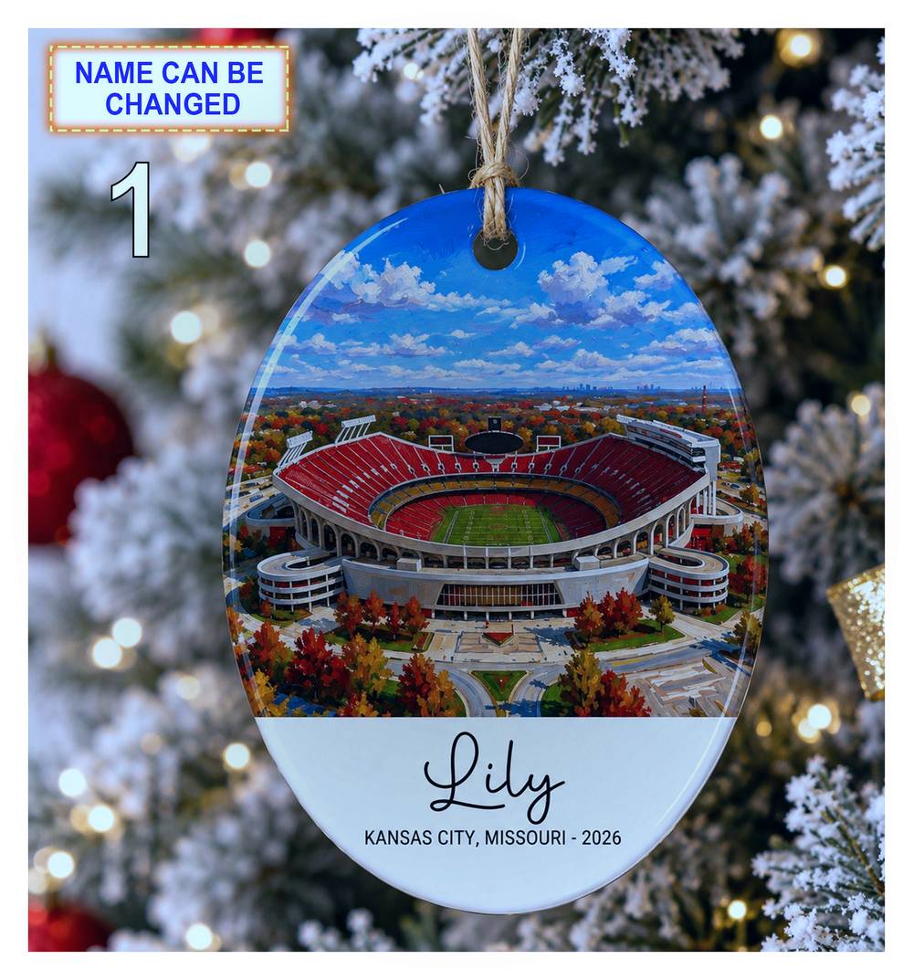 kansas city football stadium skyline glossy ceramic holiday tree ornament 1 kansas city football stadium skyline glossy ceramic holiday tree ornament 1