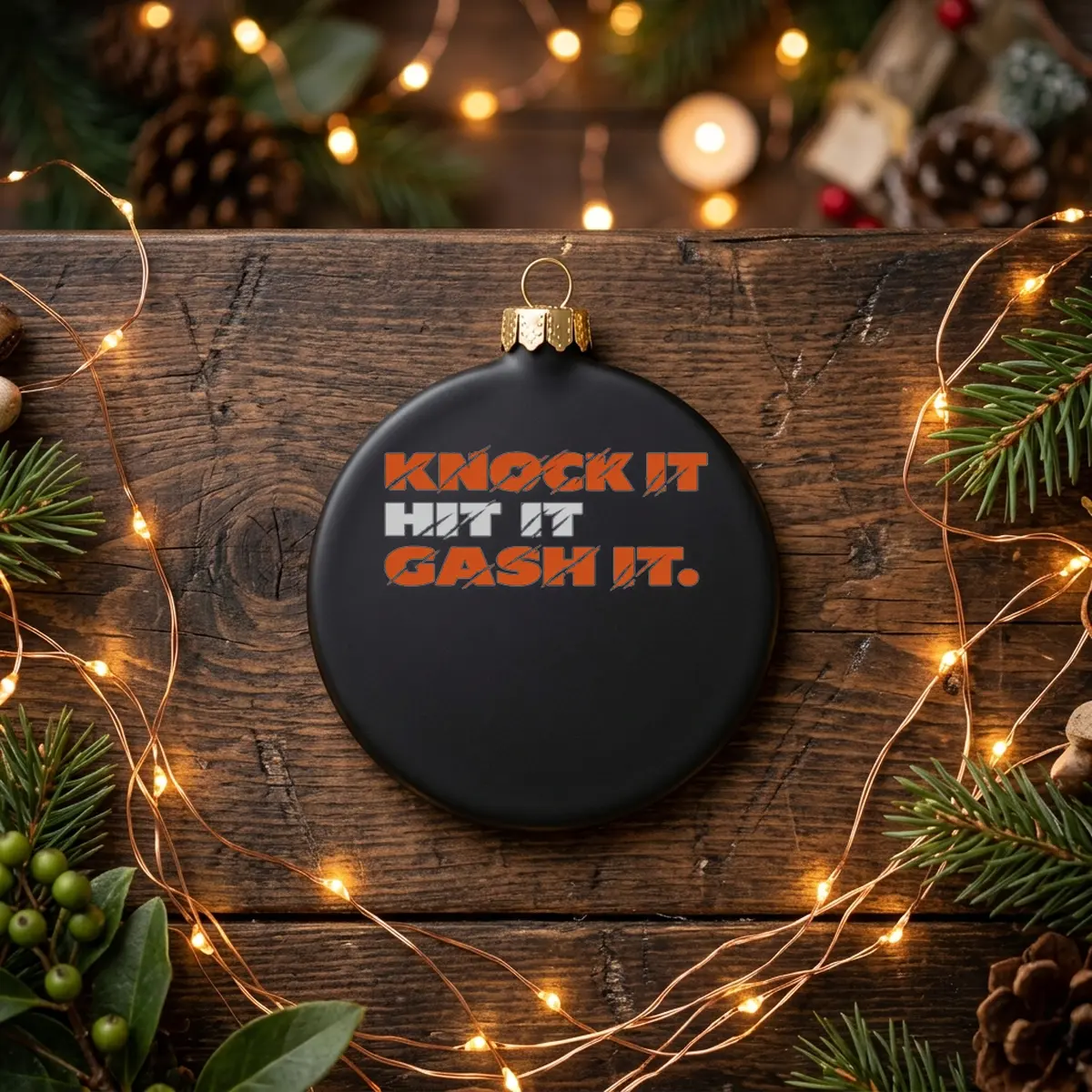 knock it hit it gash it black ornament knock it hit it gash it black ornament