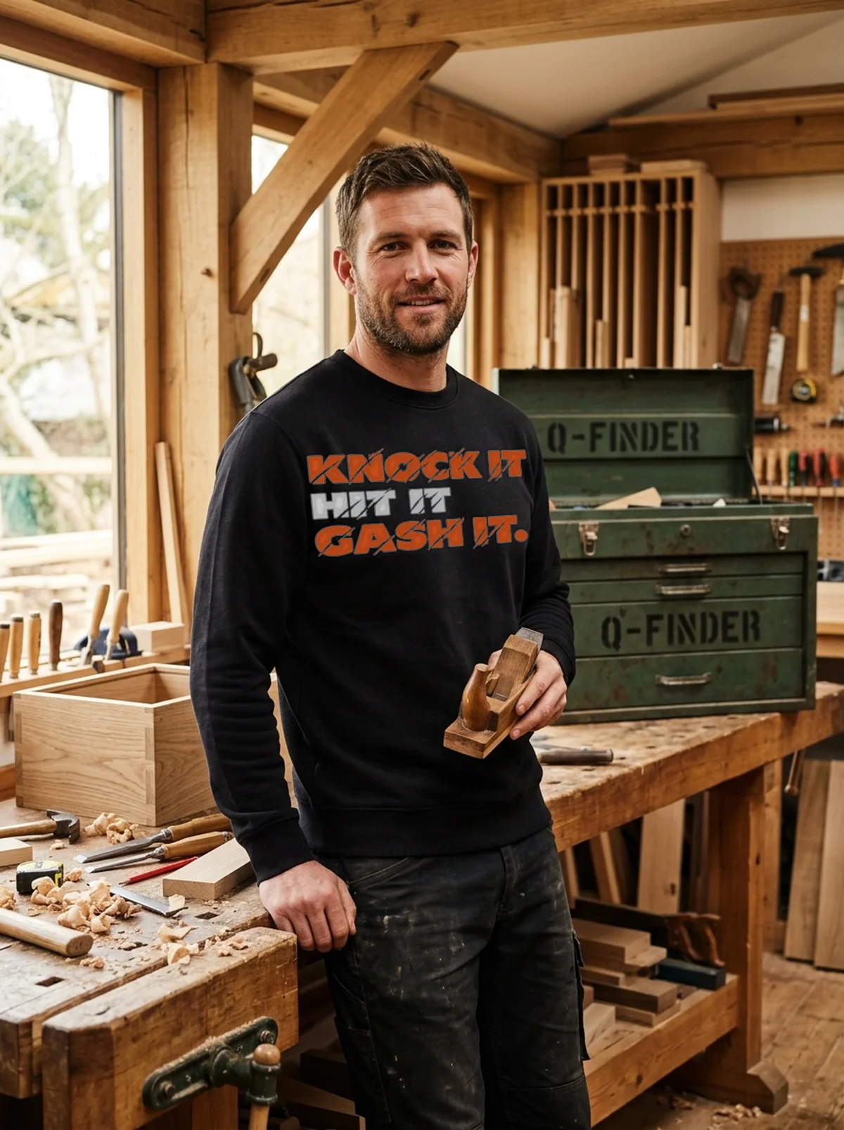 knock it hit it gash it black sweatshirt woodshop craftsman knock it hit it gash it black sweatshirt woodshop craftsman