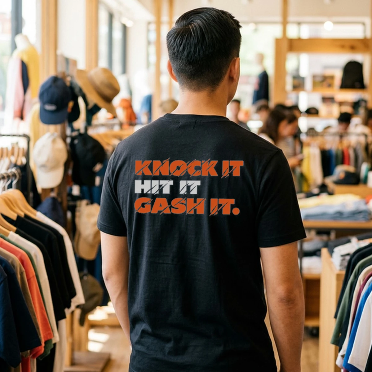 knock it hit it gash it tshirt black male back knock it hit it gash it tshirt black male back