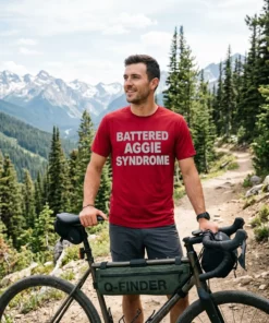 lauren cantrell battered aggie syndrome red tshirt gravel bike