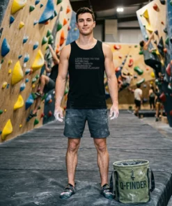 let s fuck to the lofi hip hop playlist black tanktop bouldering gym
