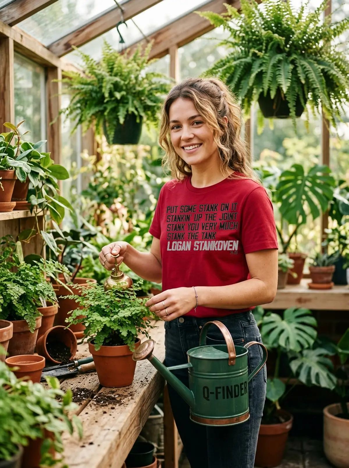 logan stankoven stank list red tshirt greenhouse plants Logan Stankoven Stank List Shirt - Front View Main Mockup