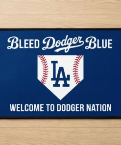 los angeles dodgers bleed dodger blue baseball home plate doormat