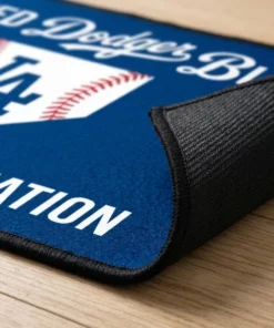 los angeles dodgers bleed dodger blue baseball home plate doormat mockup 3