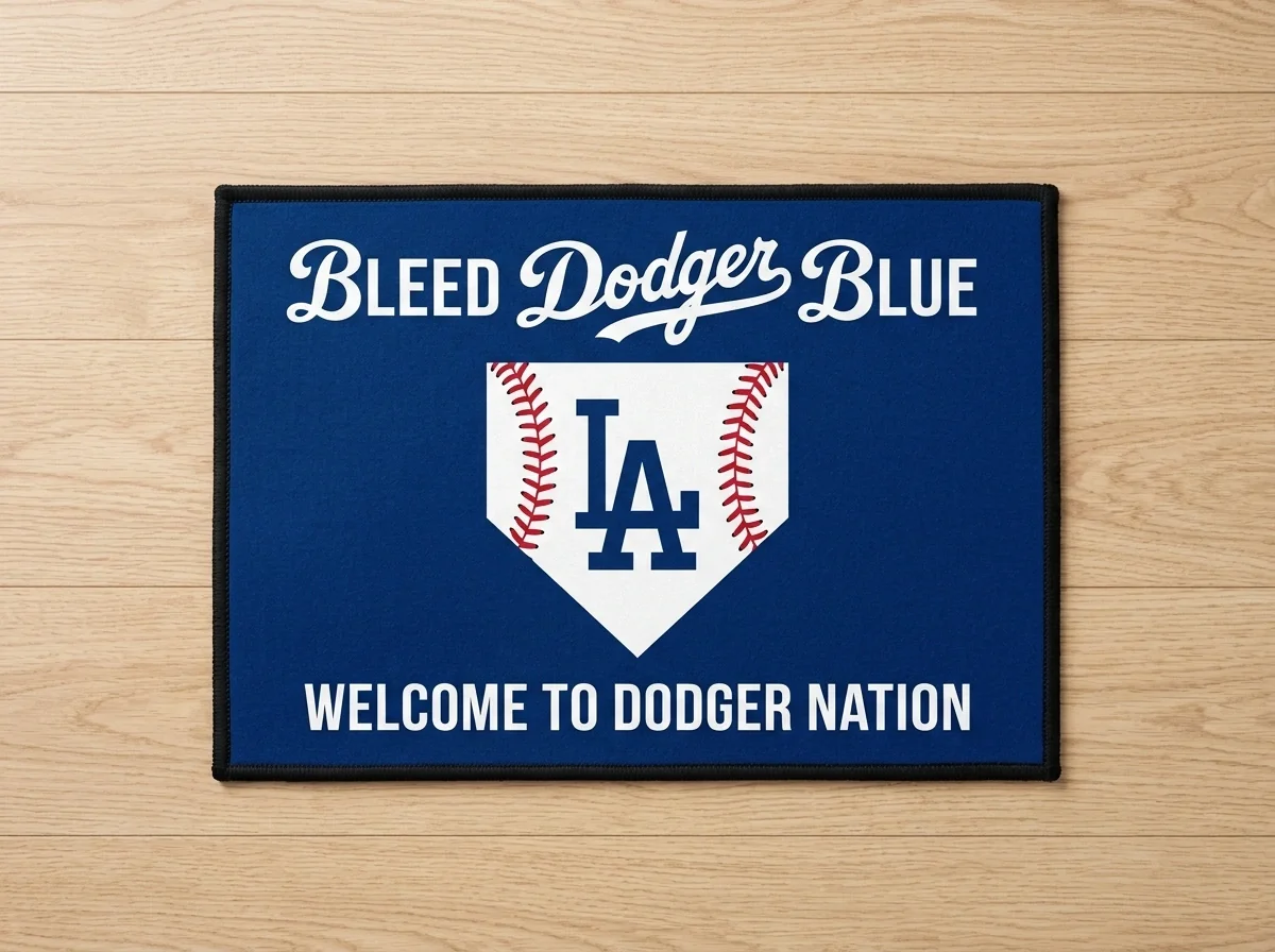 los angeles dodgers bleed dodger blue baseball home plate doormat los angeles dodgers bleed dodger blue baseball home plate doormat