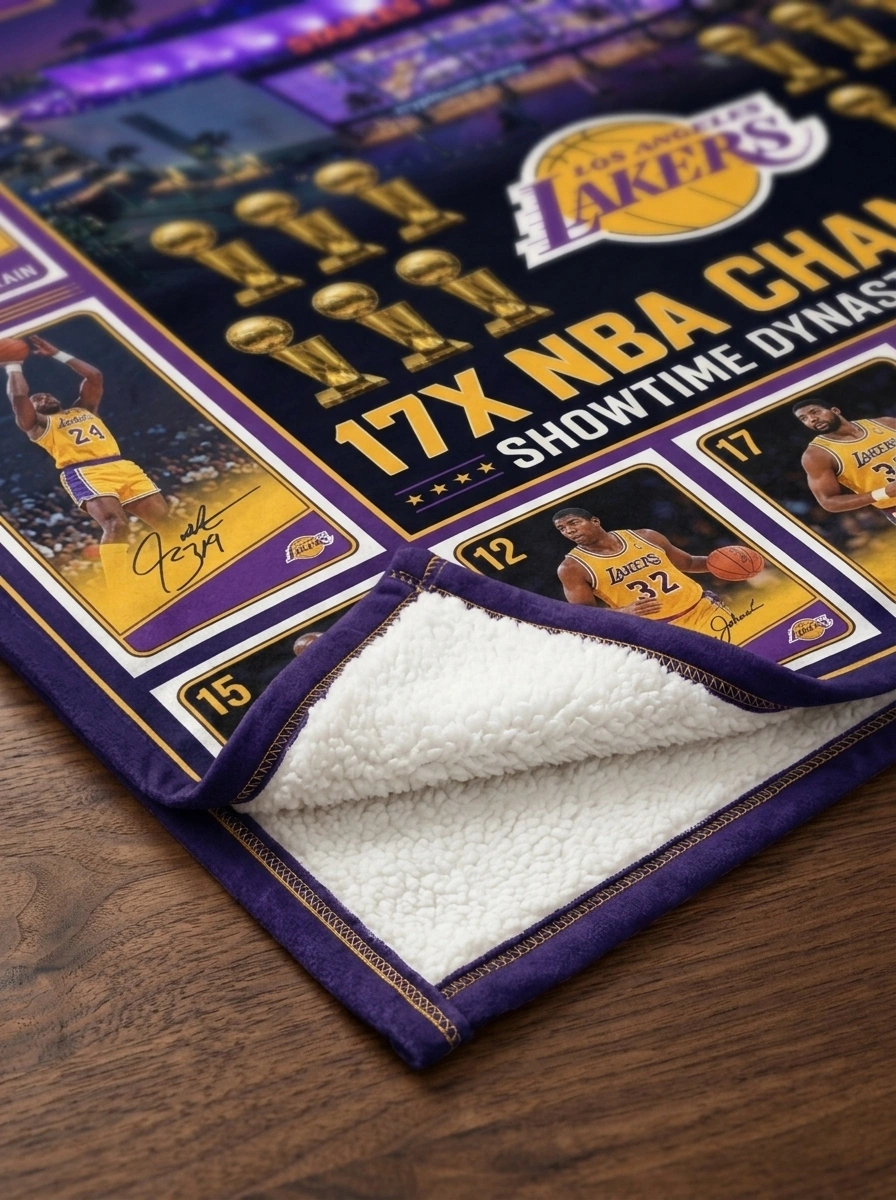 Los Angeles Lakers 17x NBA Champions Crypto Com Arena Legends Facsimile Signatures Fleece Throw Blanket - Design Preview