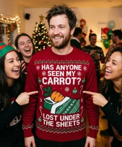 lost my carrot in bed innuendo snowman adult gag christmas sweater