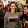 low social battery 1 percent introvert holiday party christmas sweater
