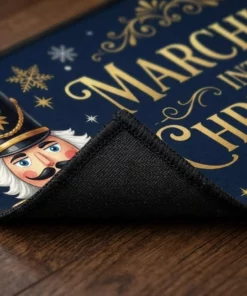 Marching Nutcracker Soldiers Holiday Entryway Guard Christmas Doormat - Lifestyle Model Mockup