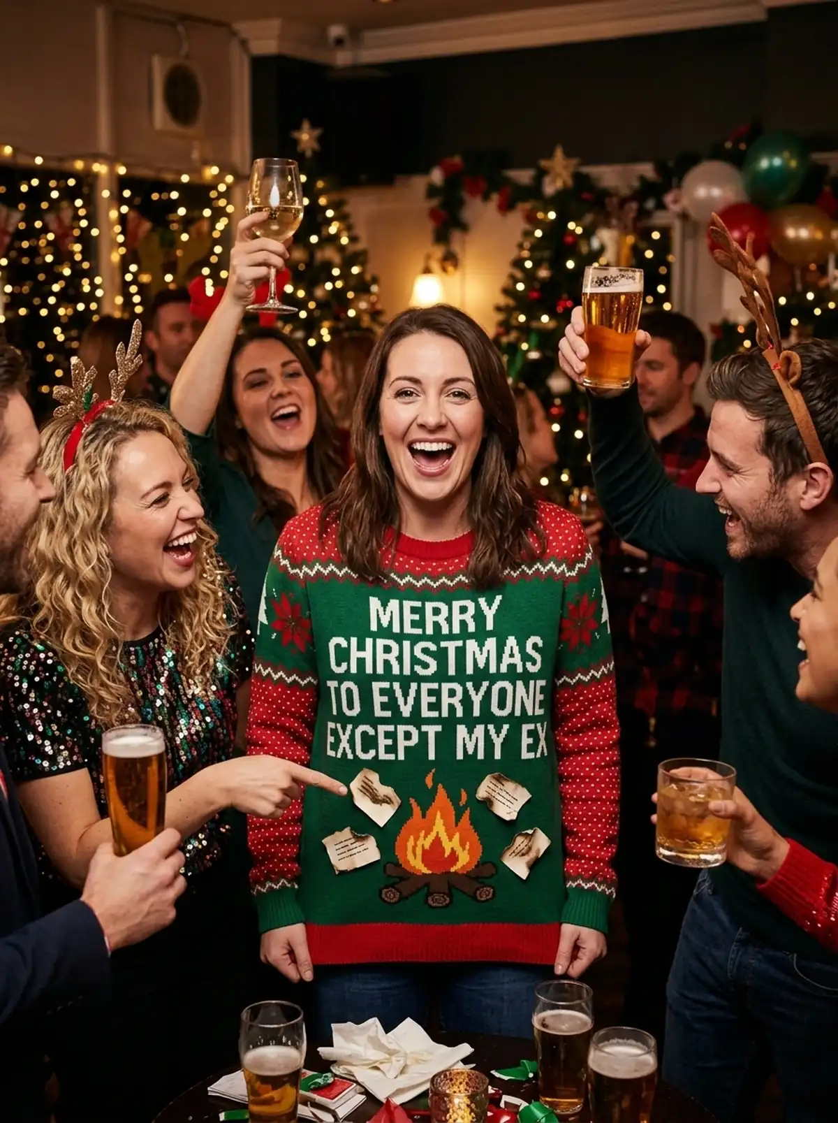 Merry Christmas Except My Ex Petty Sarcastic Breakup Christmas Sweater - Design Preview