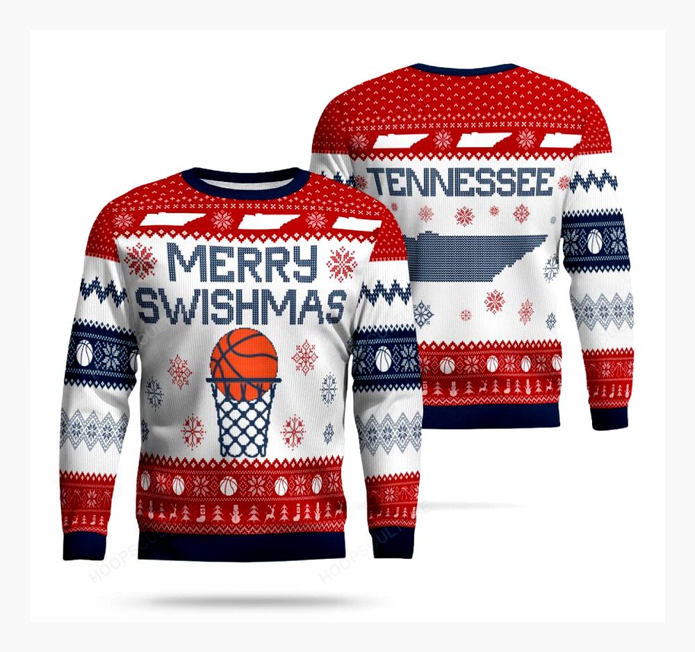 Merry Swishmas Tennessee Basketball Ugly Christmas Sweater - Design Preview