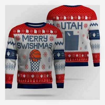 merry swishmas utah basketball ugly christmas sweater 1
