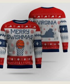 merry swishmas virginia basketball ugly christmas sweater 1
