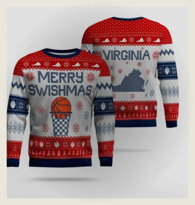 merry swishmas virginia basketball ugly christmas sweater 1