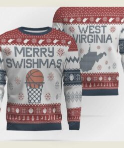 merry swishmas west virginia basketball ugly christmas sweater 1